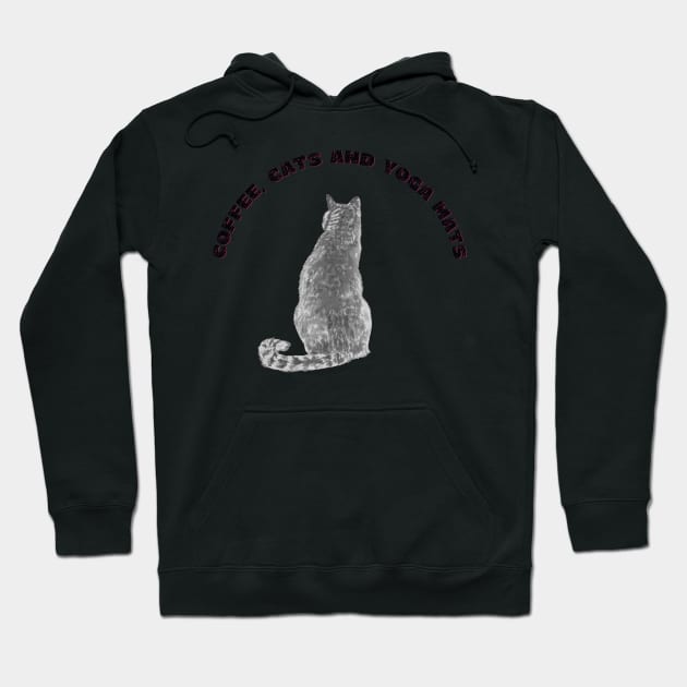 Coffee cats and yoga mats funny yoga and cat drawing Hoodie by Red Yoga